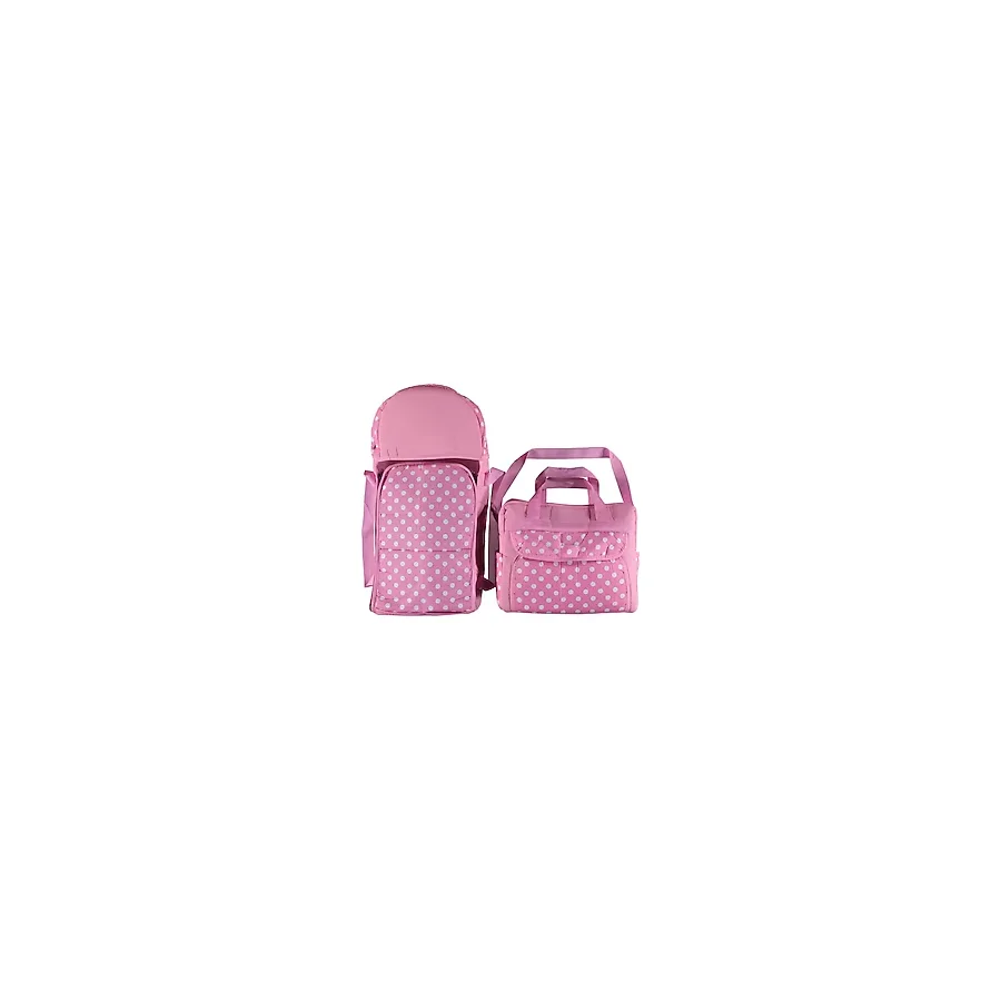 ŞMTSTYLE Bebek Taşıma Seti, Pembe Puantiyeli Portbebe/Bakım Çanta