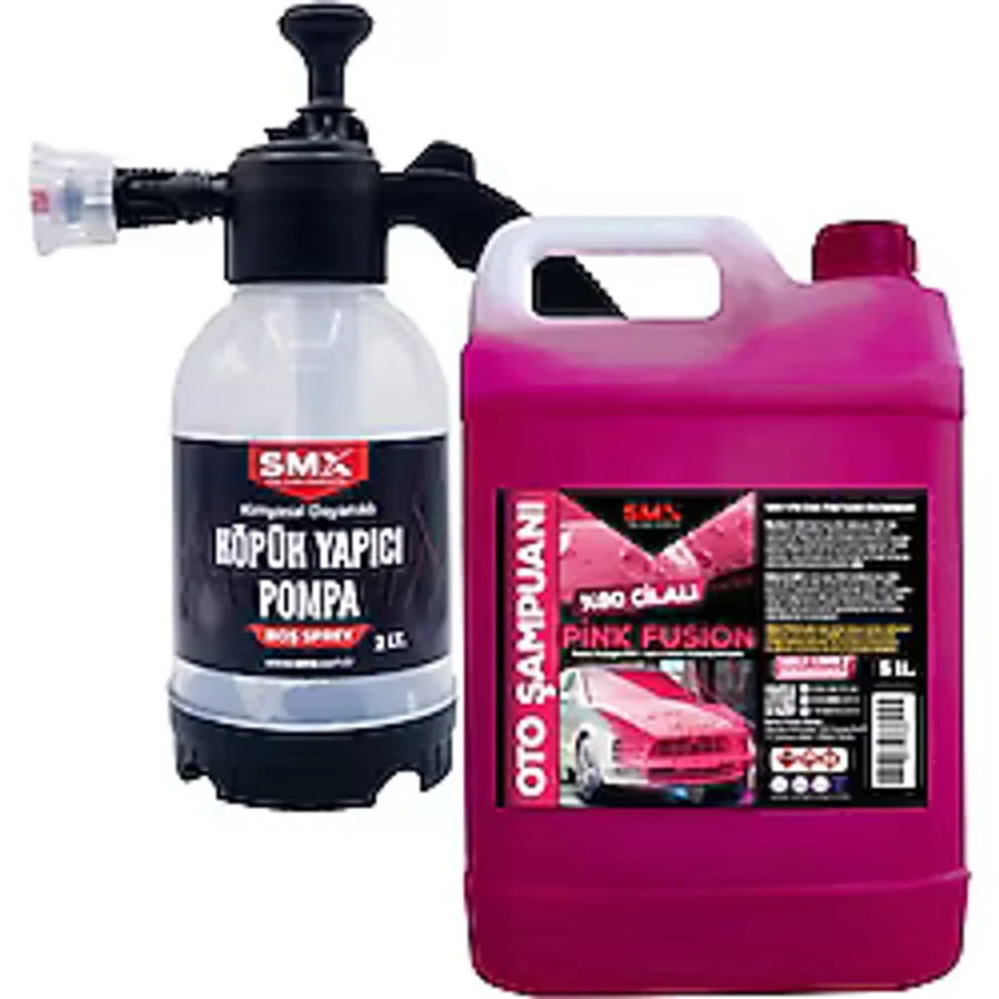 Smx %90 Cilalı Pink Fusion Oto Şampuanı 5 Lt ve 2 Litre Köpük Yapıcı Kimyasal Dayanımlı Basınçlı Pompa
