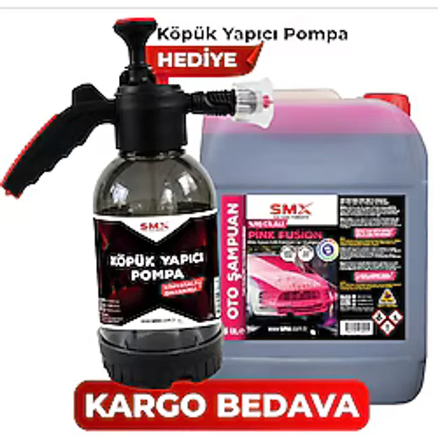 Smx %90 Cilalı Pink Fusion Oto Şampuanı 5 Lt ve 2 Litre Köpük Yapıcı Kimyasal Dayanımlı Basınçlı Pompa