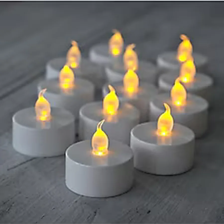 SNA Pilli Led Tealight T-LİGHT MUM PİLLİ MUM LED IŞIK SICAK SARI RENK DEKORASYON SÜSLEME DÜĞÜN KINA ORGANİZASYON (6)