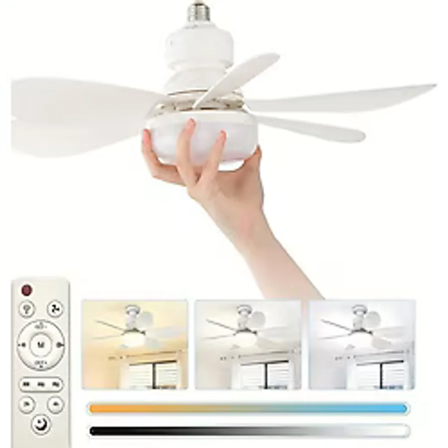 SNA Torch LED Ampül Pervane 3 Işık Modlu, Pervaneli, Kumandalı Serinleten LED Ampul, 30 Watt Torch LED Ampül Pervane Tavan Vantilatörü - Beyaz