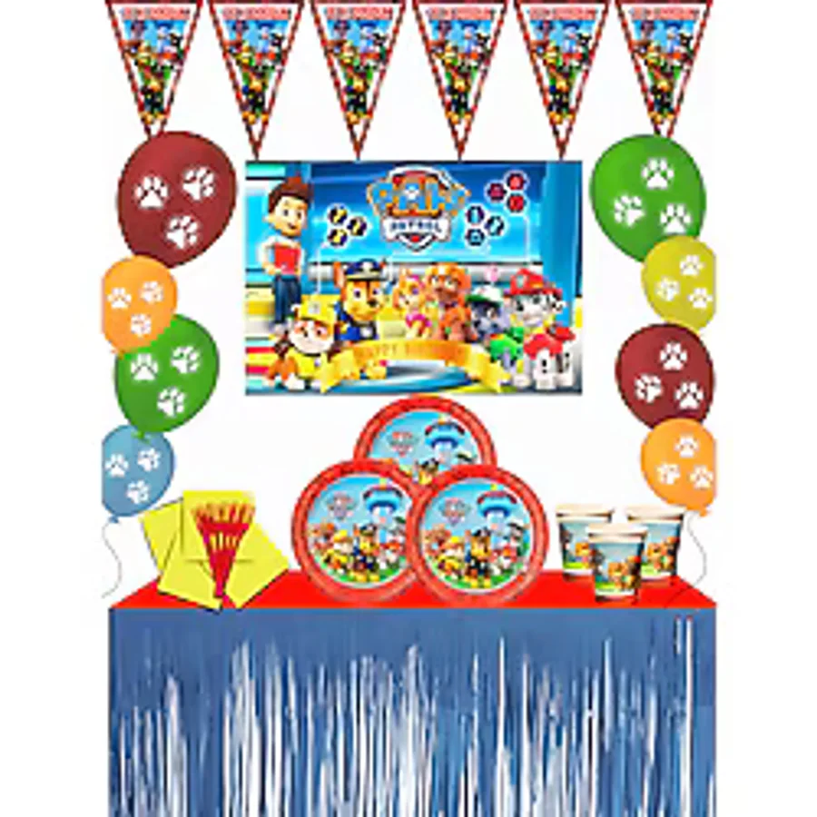 snowparty Paw Patrol Paw Petrol 24 Kişilik Afişli Masa Etekli Doğum Günü Parti Süsleri Seti