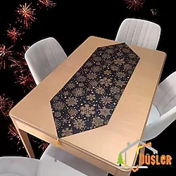 Snowy Yeniyıl Siyah Kar Tanesi Desenli Üçgen Kenarlı Runner