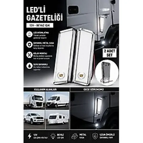 Sns Ticaret 12V LED Yan Markör Lambası Gazeteliği Araç Içi Dekoratif Aydınlatma Tır Panelvan Karavan Uyumlu 2'li Set - Beyaz