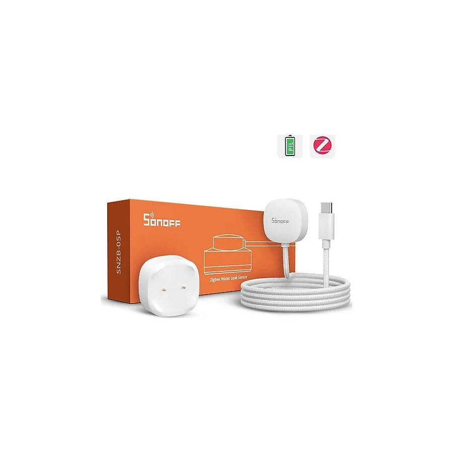 SNZB-05P Zigbee Su Kaçak Sensörü ve Kablosu 5 Adet