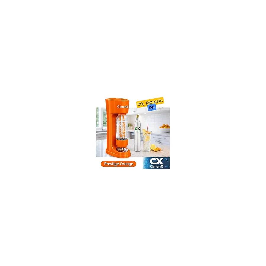 Soda Makinesi - Prestige Orange Cimenx Soda Maker- Soda Kartuşlu Set