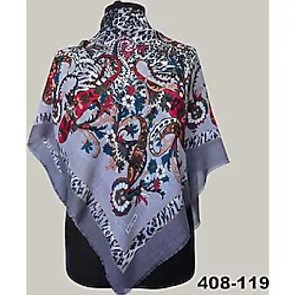 Soft İpek Etnik Desenli Flamlı Kotton Eşarp 408-119