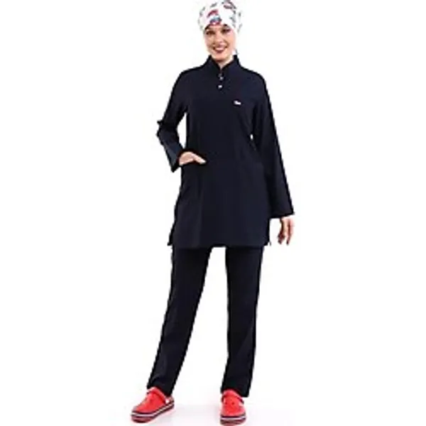 Soft Likralı Tesettür Forma Takım Iki Çıtçıt - 6402 Lacivert Soft
