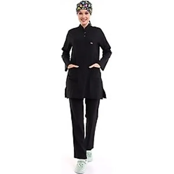 Soft Likralı Tesettür Forma Takım Iki Çıtçıt - 6403 Siyah Soft - XL