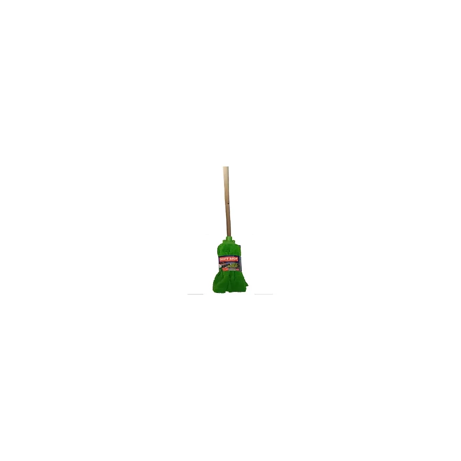 Soft Mop Mikrofiber Havlu Paspas Mop Ucu Ahşap Sapı Takım - Yeşil