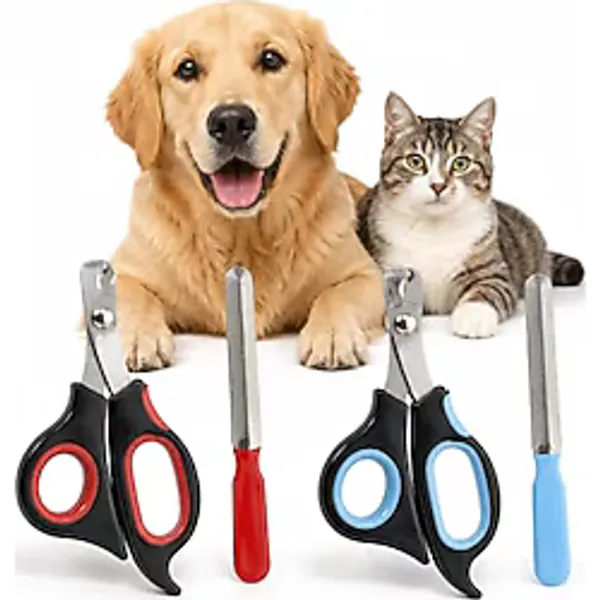 SOGUD Kedi ve Köpek Tırnak Makası - Evcil Hayvan Tırnak Kesme Makası ve Metal Törpü - 2 Parçalı Ergonomik Pati Bakım Seti - Kaymaz Saplı Kedi Köpek Bakım Aleti - STOK DURUMUNA GÖRE RENK GÖNDERİLİR