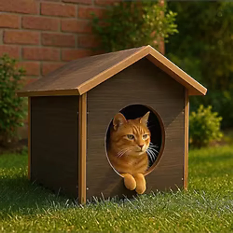 Sokak Hayvanlarına Dış Mekan Yağmura Soğuğa Dayanıklı Çatılı Kedi Evi