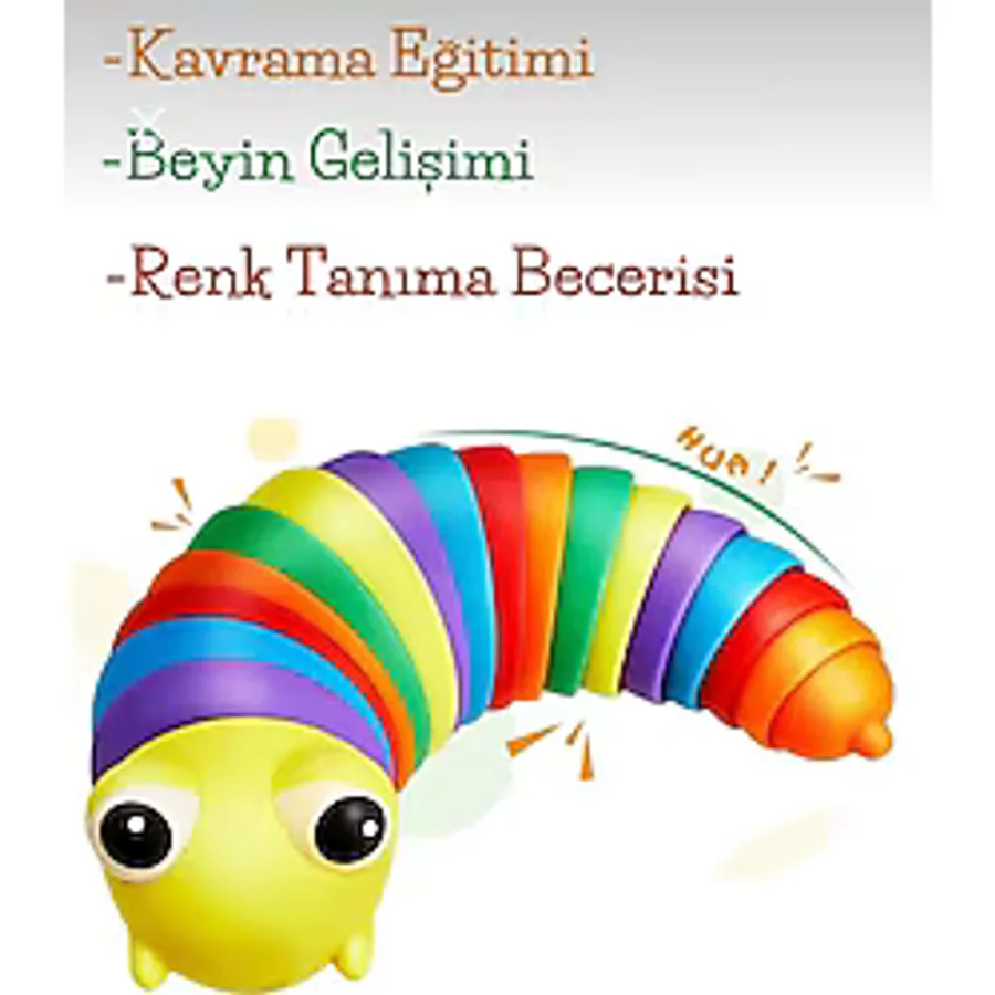 Söktak Eğlenceli Stres ve Anksiyete giderici Montessori Renkli Tırtıl Eğitici Oyuncak 1 Adet