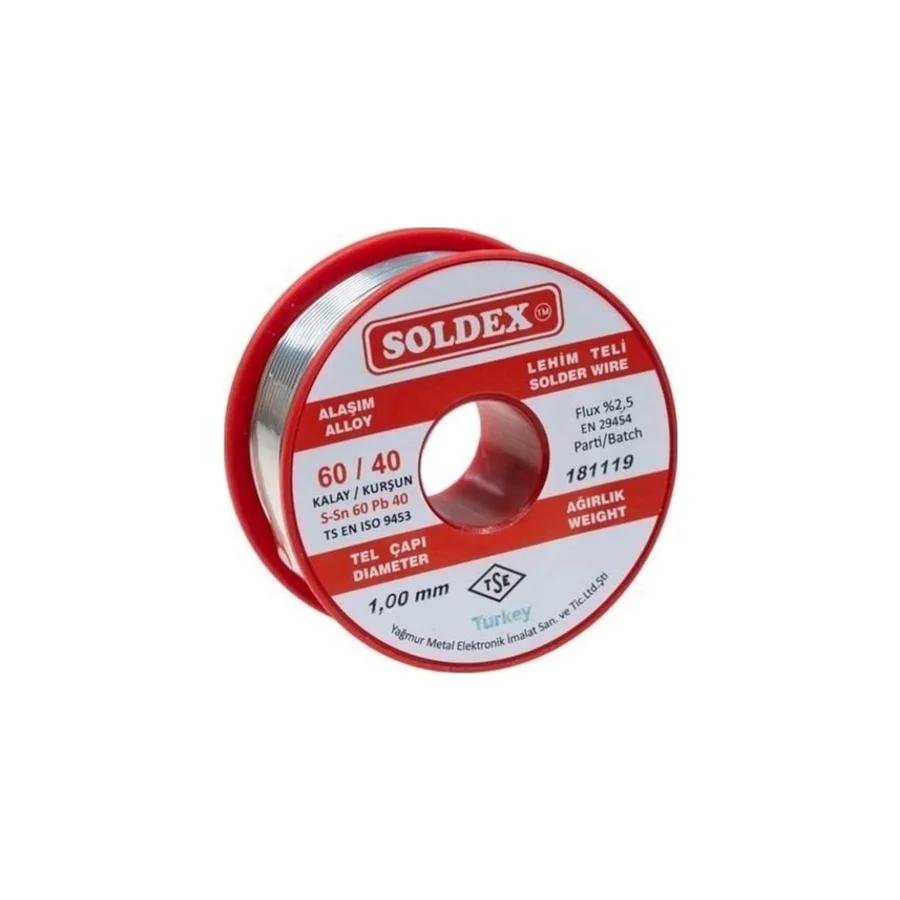 Soldex 1.00Mm Kalın 200 Gram Kalın Lehim Teli Sn60 Pb40