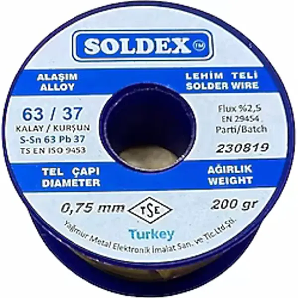 Soldex Lehim Teli 0.75mm 200gr Sn63 - Pb37 63/37 630752