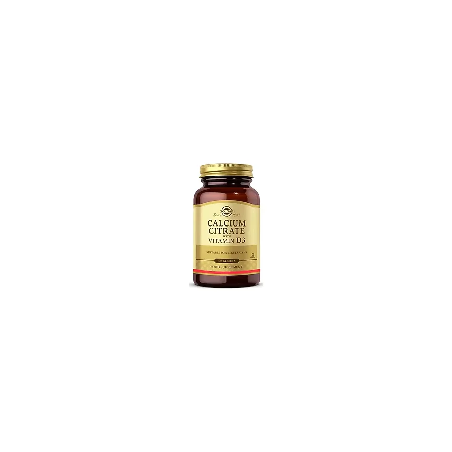 Solgar Calcium Citrate ile With Vitamin D3 60 Tablet Türkiye Menşeli Vejetaryen Besin Takviyesi