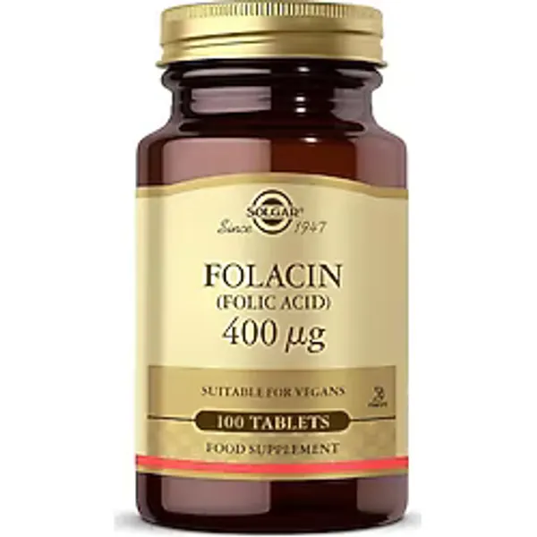 Solgar Folacin (Folic Acid) 400 Mcg 100 Tablet Vegan Dostu Besin Takviyesi Türkiye Menşeli - Aromasız