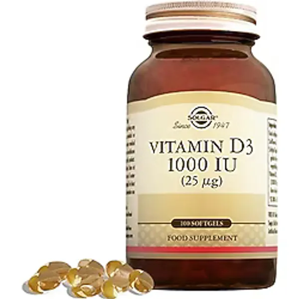 Solgar Vitamin D3 1000 IU 25 Mg (100 Kapsül) Besin Takviyesi İçin Yüksek Kalite D Vitamini