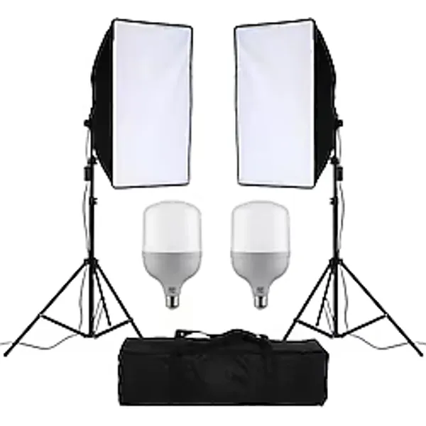 Soligor 50x70 Softbox Güçlü Led Ampullü Youtube Video Ve Fotoğraf 2li Softbox Sürekli Işık