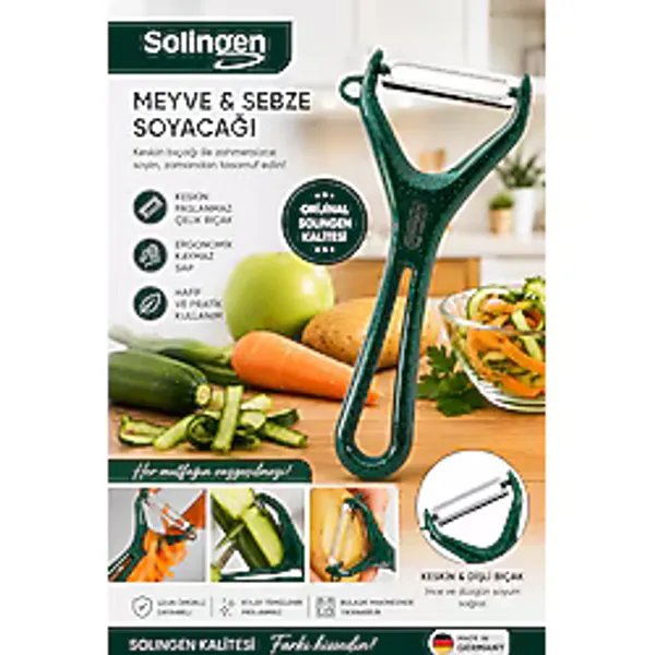 Solingen Meyve Sebze Soyacağı Paslanmaz Çelik Profesyonel Soyacak - Yeşil