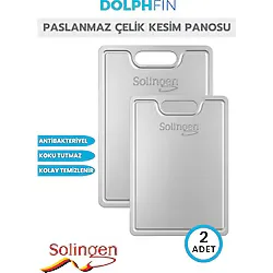 Solingen Paslanmaz Çelik Kesme Tahtası 2 Adet Antibakteriyel Yüzey