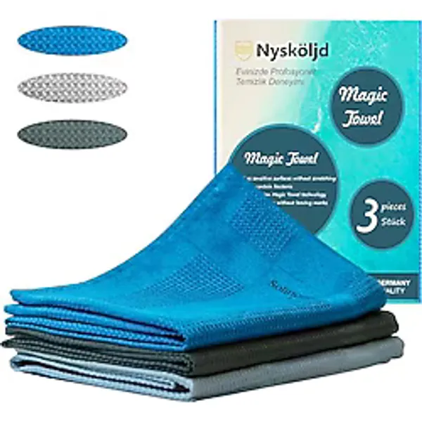 Solingen Plus Mikrofiber Bez Cam Bezi Mikrofiber Temizlik bezleri Sihirli Mikrofiber Temizlik Bezi Ev Mutfak Araba Motosiklet Pencereler 40x60 cm 3 Adet
