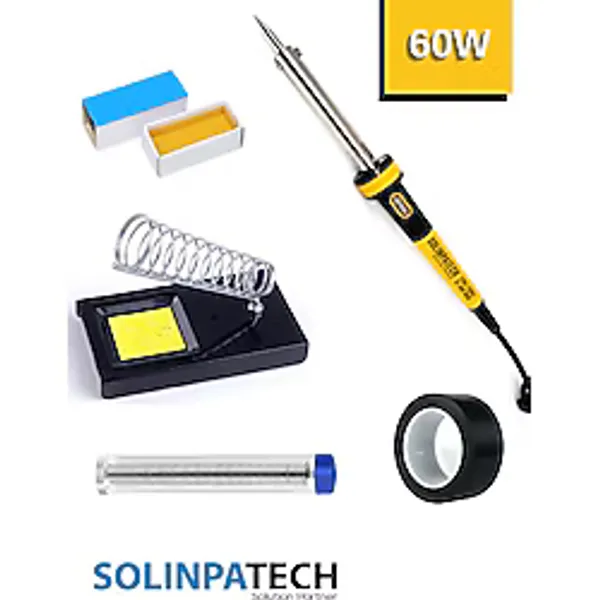 Solinpatech 60w Profesyonel Yüksek Sıcaklığa Dayanıklı Resistörlü Kalem Havya Pasta Stand Lehim Bant Lehim Makinesi Seti