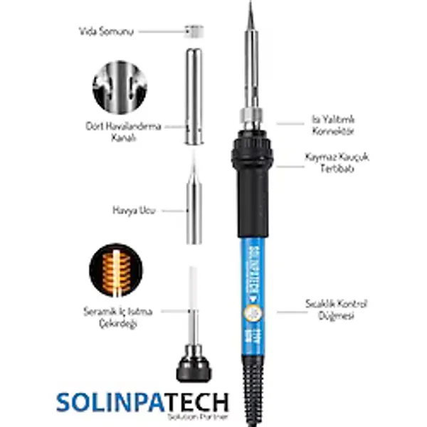 Solinpatech 60W Sıcaklık Ayarlanabilir Havya Lehim Makinası