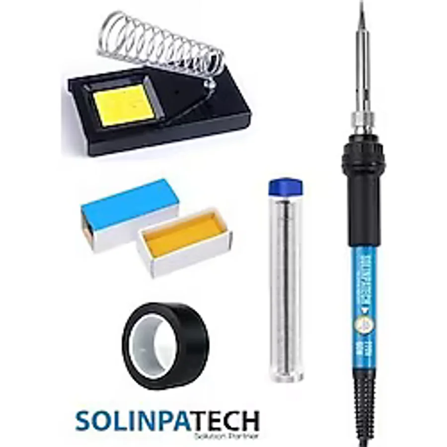 Solinpatech 60W Sıcaklık Ayarlanabilir Havya Lehim Makinası, Standı, Lehim, Lehim Pastası, Bant