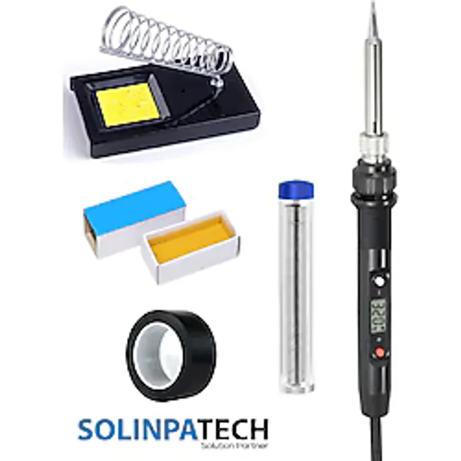 SolinpaTech 80w Lcd Ekranlı Isı Ayarlı Kalem Havya Sıcaklık Ayarlanabilir Lehim Makinası Lehim Stand Bant Pasta