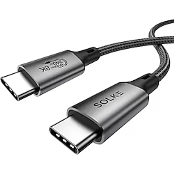 SOLKE USB4 USB-C Kablo 1.8 m 240W 40Gbps 8K 60Hz 4K 144Hz Thunderbolt 3/4 Uyumlu Type-C Hızlı Şarj Veri Görüntü ve Ses Aktarım Kablosu