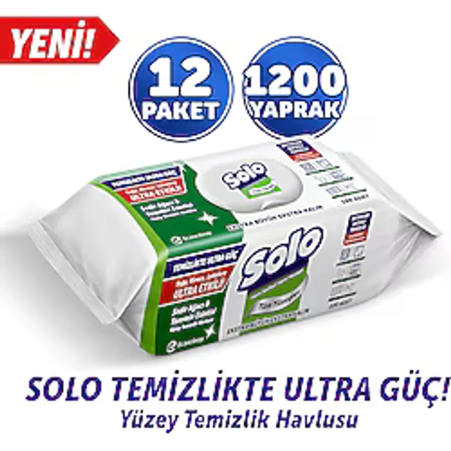Solo Sedir Ağacı & Yasemin Esintisi Yüzey Temizlik Havlusu 100 Yaprak 12'li