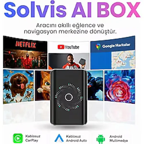 Solvis Box Kablosuz Carplay & Android Auto Multimedya Dönüştürücü