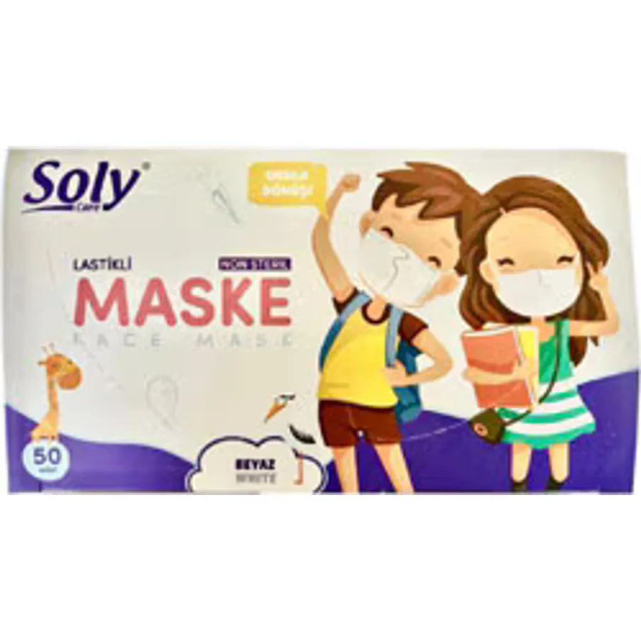 Soly Care Kids 3 Katlı Beyaz 50'li Çocuk Maskesi