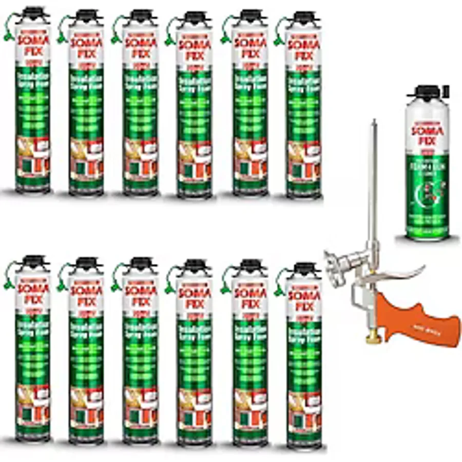 Somafix 12 Ad 850 ml Somafix Tabancalı Isı Ses Yalıtım Köpüğü Köpük Tabancası Köpük Temizleyicisi Seti - 1 Adet