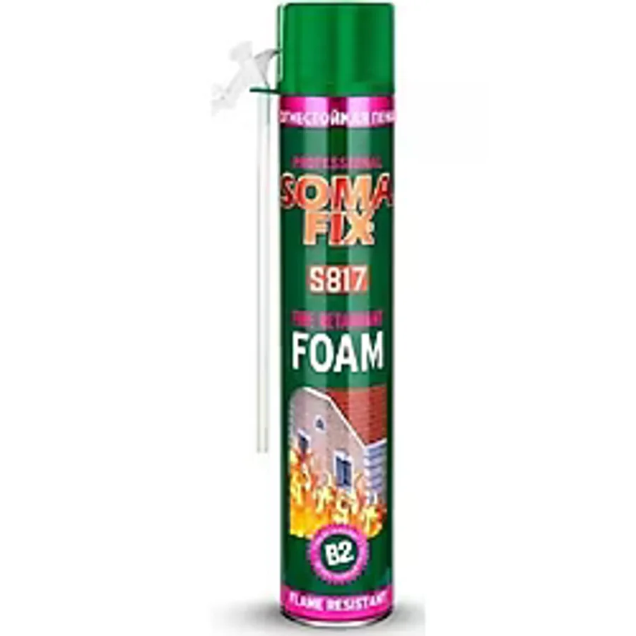 Somafix 750 ml - 870 Gr B2 Yangına Dayanıklı Poliüretan Köpük Tam Gramajlı Isı Önleyici Izolasyon Dolgu Pembe Pu Köpük