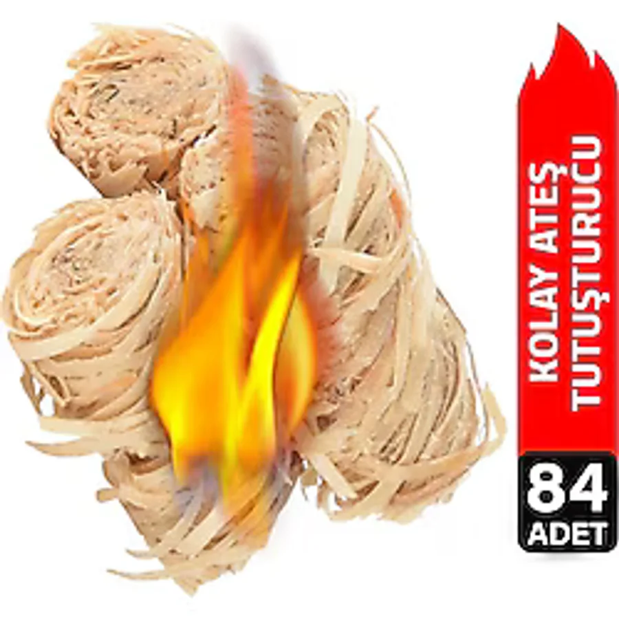 Şömine Mangal Soba Fırın Semaver Barbekü Tutuşturucu Doğal Odun Yünü 84 Adet