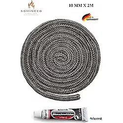 SOMINECO Ithal Yanmaz Soba Şömine Conta Fitili 10 Mm X 2.5m Fermit Yapıştırıcı Antrasit