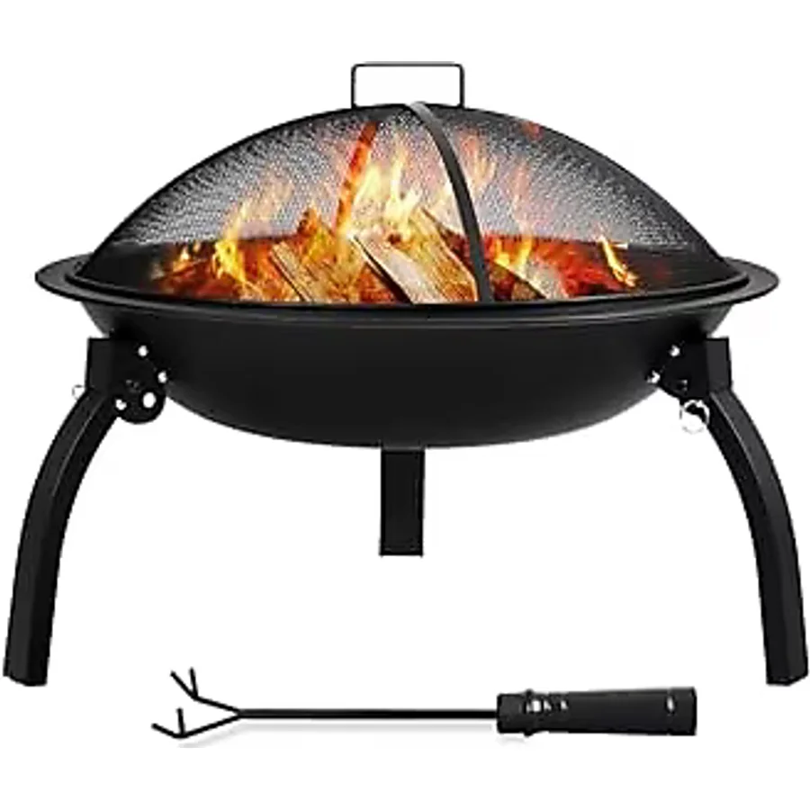 SOMINECO Metal 4 Parça Ithal Katlanabilir Ve Taşınabilir Ateş Çukuru-mangal Şömine Bahçe Isıtma Kamp 54 Cm