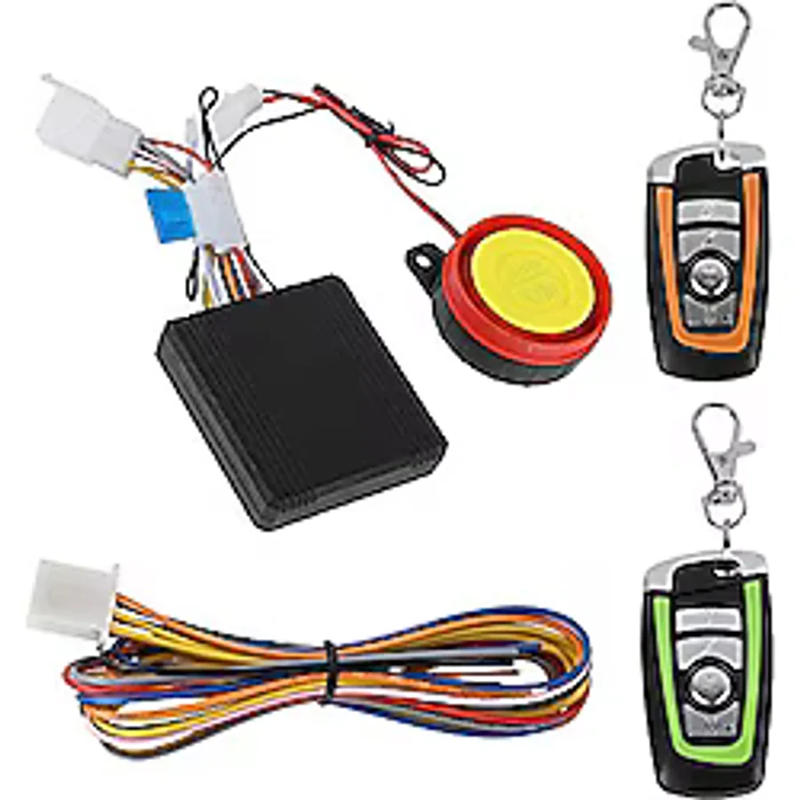 Sonew Alarm sistemi motosiklet evrensel 12 V motosiklet hırsızlık alarm sistemi, 2 uzaktan kumandalı motosiklet kablosuz alarm sistemi motor çalıştırma uzaktan kumandalı anahtarlık