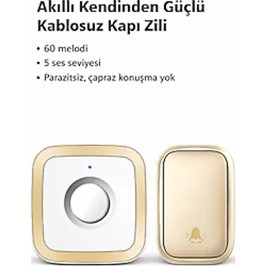 Sonex Kablosuz Kapı Zili Seti - 60 Melodi, 110 Db, 150 M Menzil (1 Alıcı + 1 Buton)