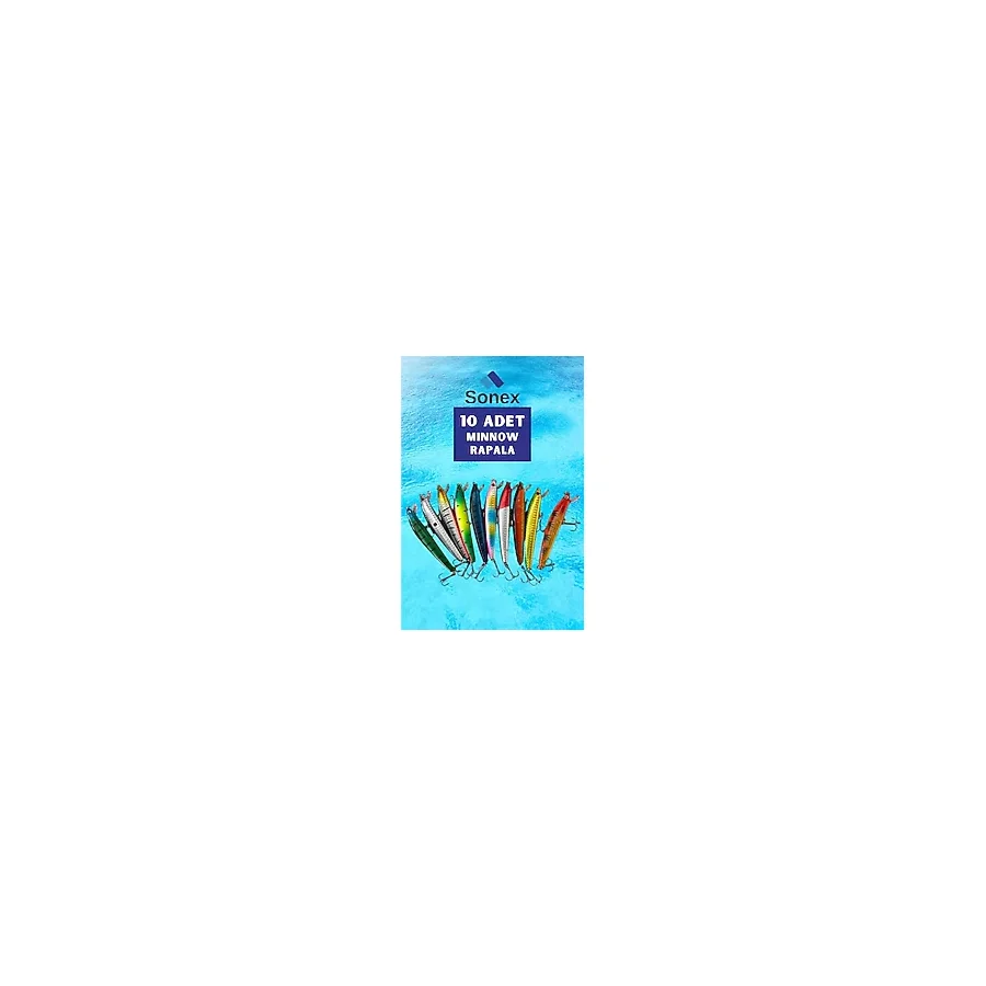 Sonex Suni Balık Yemi 10'Lu Minnow Rapala Seti 10 Cm 9 Gr 1 M Dalış Karbon Çelik İğneli