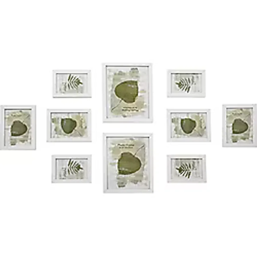 SONGMICS 10 fotoğraf çerçevesinden oluşan resim çerçevesi seti - 2 adet 20 x 25 cm, 4 adet 13 x 18 cm ve 4 adet 10 x 15 cm ahşap bordür beyaz RPF310W