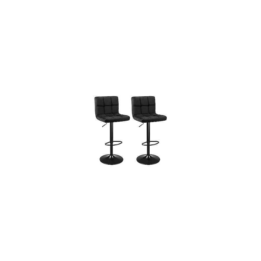 Songmics 2Li Set Kadife Bar Tabureleri, Yüksekliği Ayarlanabilir Döner Tabureler, Mutfak Sandalyeleri, Sırtlık ve Ayaklık, Metal, Siyah Ljb014B01