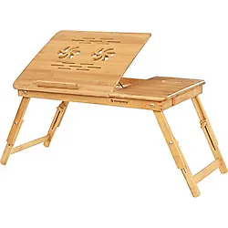 Songmics Bambu Dizüstü Bilgisayar Standı, Yükseklik Ayarlanabilir, Yatak Masası, 5 Eğim Açısı, Çekmeceli LLD001