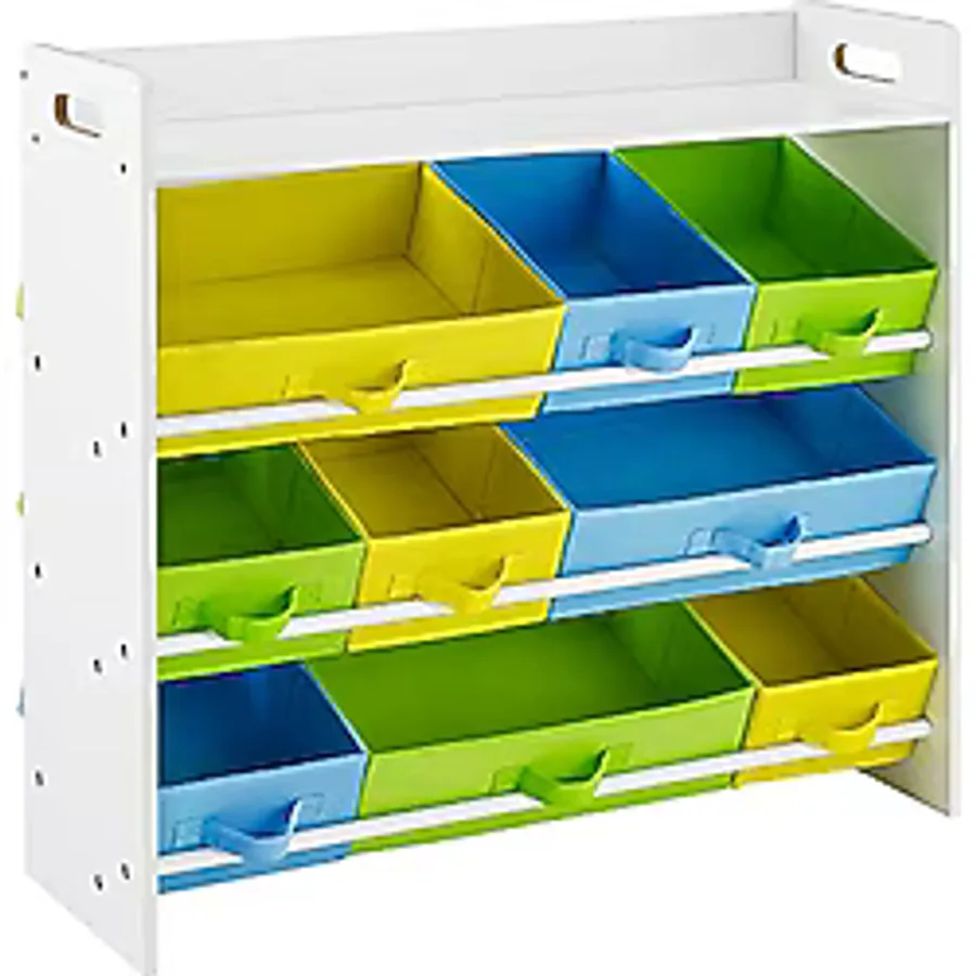 Songmics Çocuk Odası Rafı, 9 Çıkarılabilir Polar Sepetli Oyuncak Düzenleyici, Çocuk Odası İçin Oyuncak ve Kitaplık, Beyaz Çerçeve, Gkr31Wt, 78 X 26,5 X 82,5 Cm