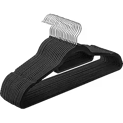 SONGMICS Kadife Elbise Askısı 20'li Set Kaymaz Küçük Bağlantı Çubuğu 360° Dönen Kanca 0,6 cm Kalın Yerden Tasarruf 43,5 cm Uzun Coats Pantolon için Gümüş Siyah CRF20B
