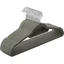 SONGMICS Kadife Elbise Askısı 20'li Set Kaymaz Küçük Bağlantı Demiri 360° Dönen Kanca 0,6 cm Kalın Yerden Tasarruf 43,5 cm Uzun Coats Pantolon için Gümüş Gri CRF20V