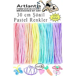 Şönil Pastel Renkler 30 Cm 100 Lü 1 Paket Pastel Renkli Tüylü Tel Peluş Tel 30 Cm Elişi Okul Projeleri Süsleme