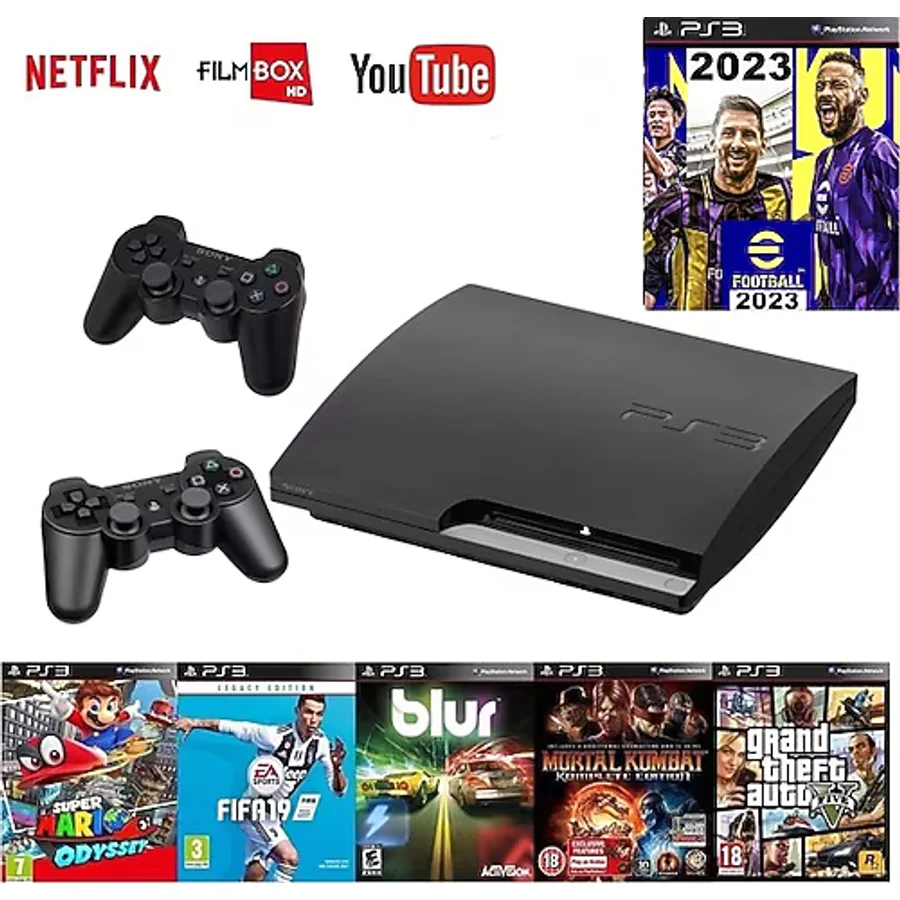 Sony 320gb ps3 + 2 adet sıfır gamepad + 20 adet Güncel savaş oyunları, Pes 2023